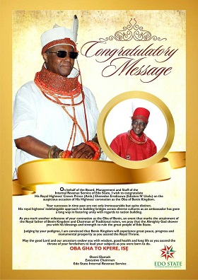 Felicitations on the happy occasion of Your Majesty’s coronation